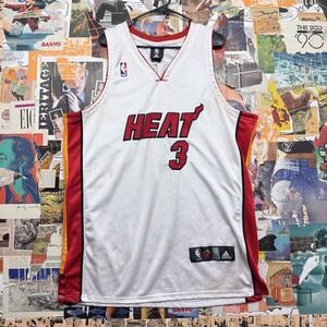 Adidas Miami Heat Dwayne Wade #3‎ Basketball Jersey White Red Size 52